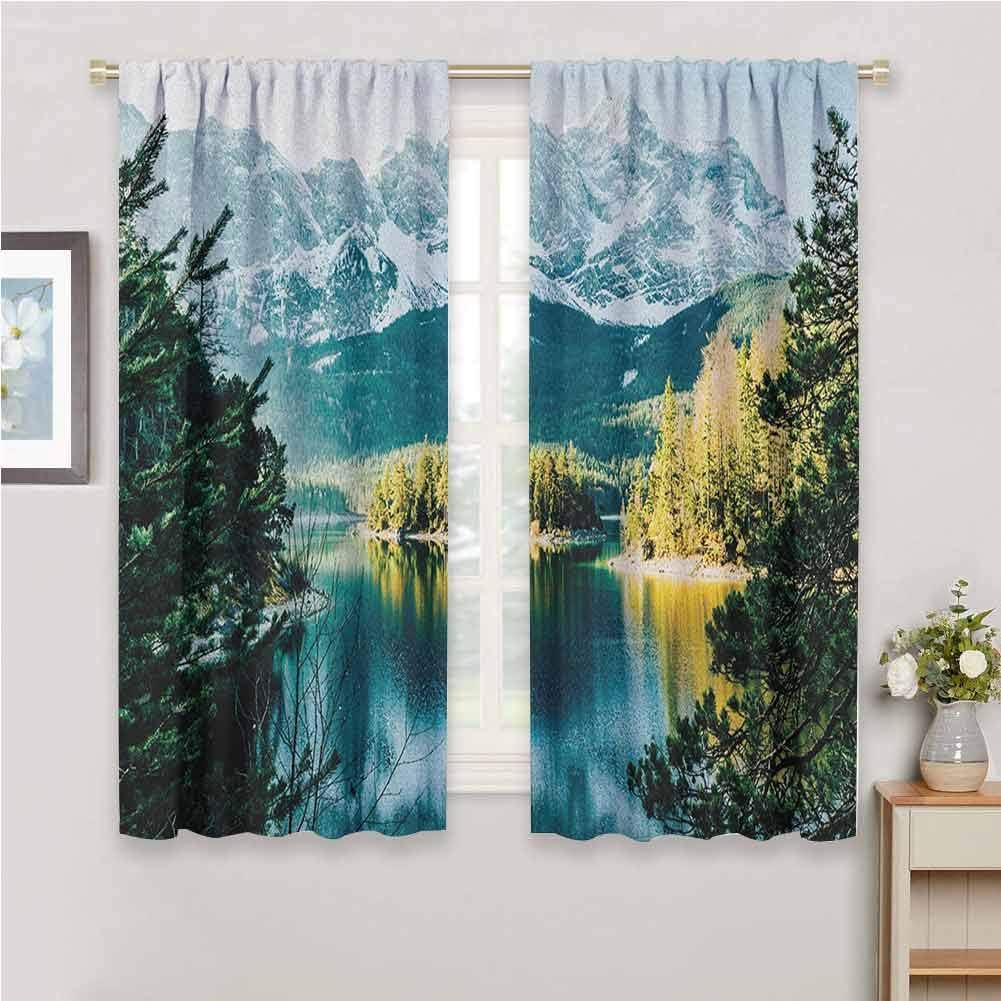 Hengshu - Cortinas opacas con diseño de eclipse de paisaje con piscina