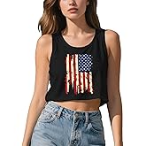 NEWKA USA Shirts for Women 4th of July Tank Tops American Flag Crop Top Patriotic Vest