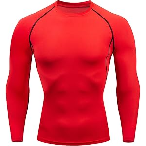 Men's Compression Shirts Long Sleeve Crew Neck Tops Workout Base Layer Undershirt Muscle Slim Fit Top Athletic Tee