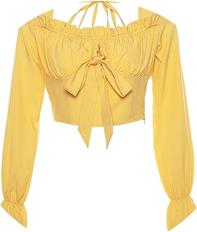 women's long sleeve yellow blouse