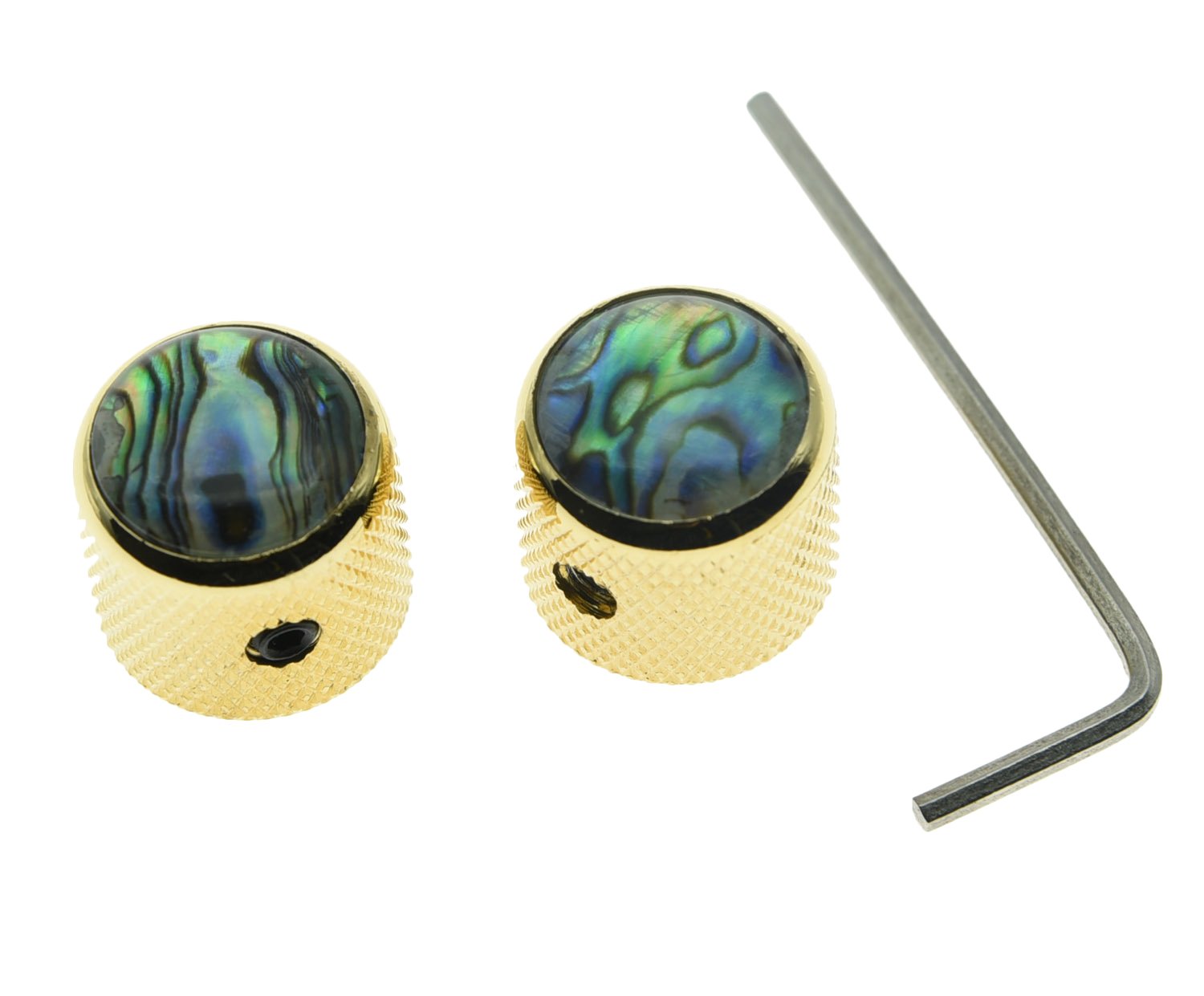 KAISH Gold Set of 2 Abalone Top Guitar Knobs Dome Knobs Bass Knob with Set Screw for Tele/Telecaster
