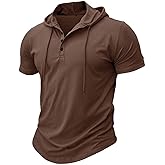 Xijadi Men's Short Sleeve Hoodie Hooded T Shirt Soft Top Plus Size Summer Lightweight Button Cool Casual