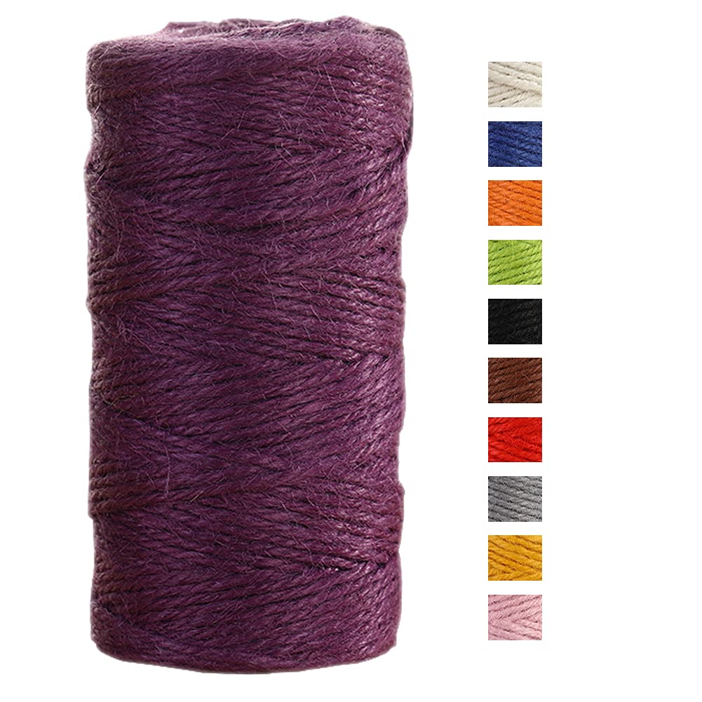 JeogYong Jute Twine String 2mm x 100m Natural Coloured Jute String 3-ply Garden Twine Kitchen Cord Thick Rope for Decoration Floristry, DIY Arts & Crafts, Bundling, Wrapping (Dark purple) — image 1