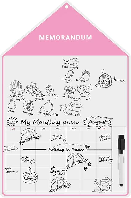 Amazon Soonhua ホワイトボード 冷蔵庫 マグネットシート 磁石 吸着式 シール剥がし スケジュールボード 週間 予定表 掲示板 メッセージボード 連絡メモ メニュー 子供 お絵かき 壁 ドア オフィス用 ステッカー 30x45cm 小部屋 ピンク スケジュールボード 文房具