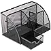 Mesh Office Desk Organizer with 3 Compartments + 3 Slots + Drawer - Can Be Used On Desktop | Table | Counter in Kitchen or Work Space - Black