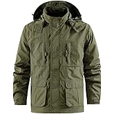 INVACHI Men's M65 Field Style Jacket Thin Military StyleJackets for Men Outdoor Army Theme Jackets with Multiple Pockets