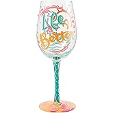 Enesco Lolita Designs Life is Better at the Beach Hand-Painted Artisan Wine Glass, 15 Ounce, Multicolor