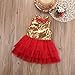 Kids Girls Princess Party Rose Flower Lace Ruffled Layered Tutu Skirt Dress 2-7y (2-3 Years, Red)
