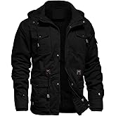 Dr.Cyril Mens Jacket Winter Casual Fleece Lined Cotton Thick Military Tactical Hooded Work Coats with Cargo Pockets