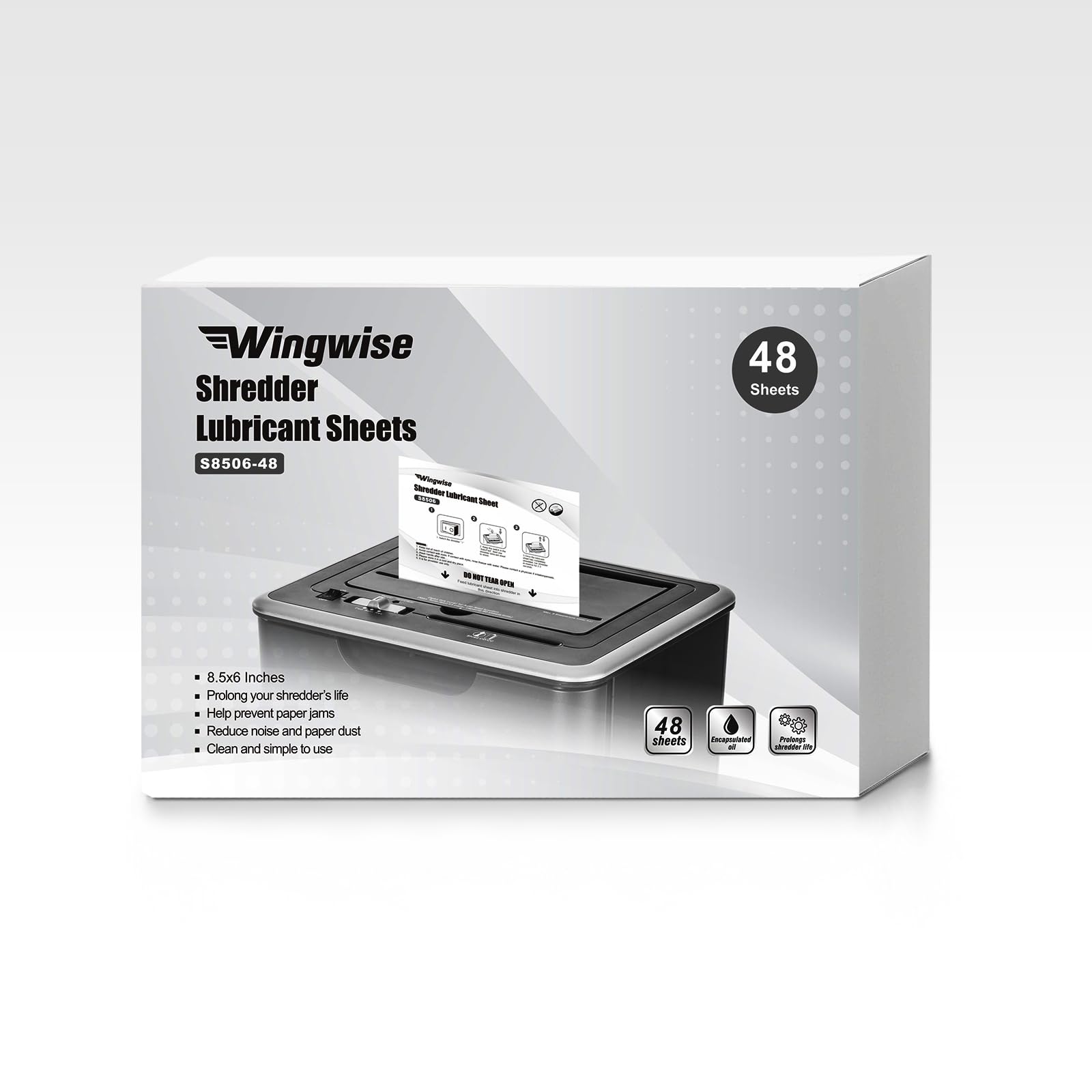 Wingwise 48-Pack Shredder Lubricant Sheets, 8.5 x 6