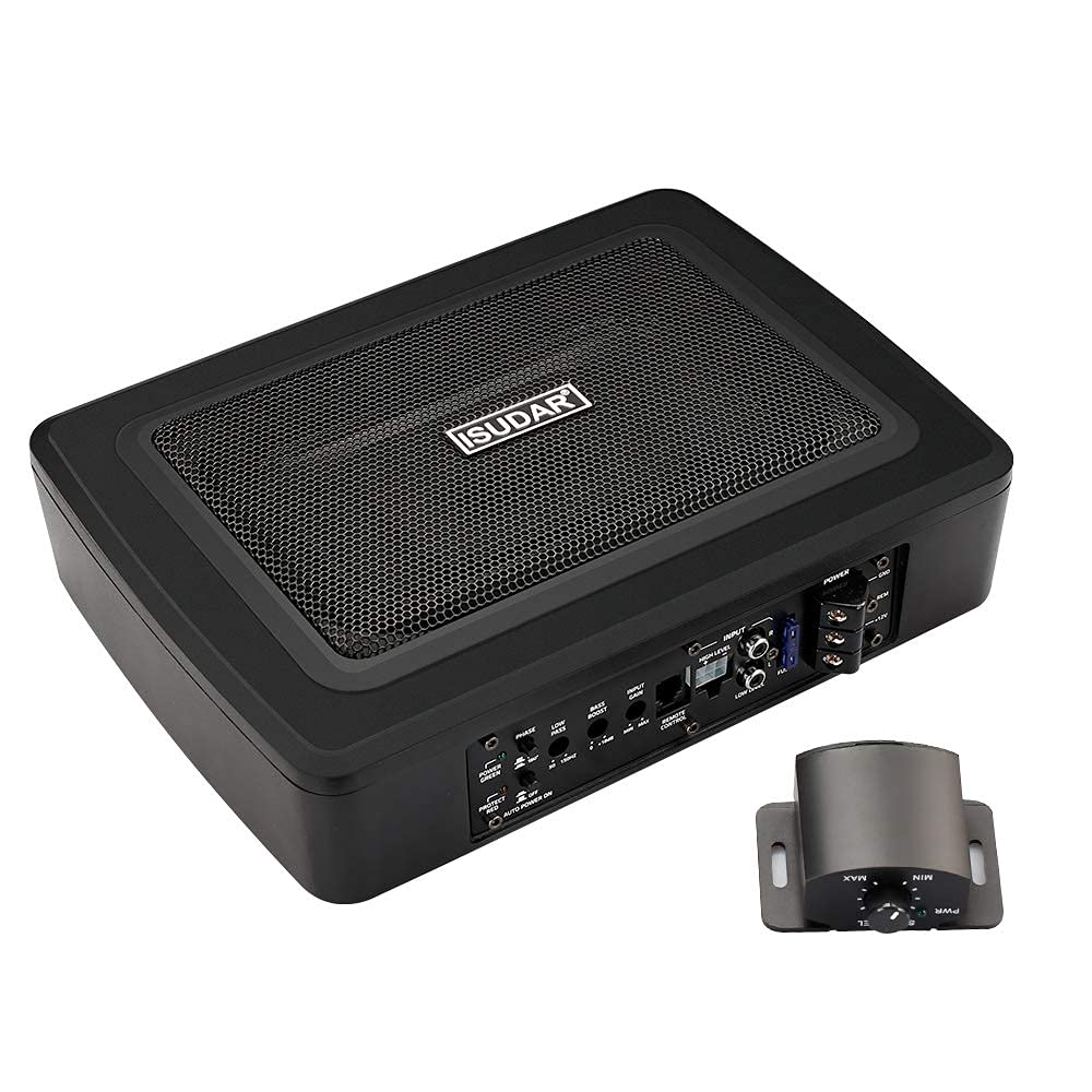 ISUDAR SU6901 Car Underseat Active Subwoofer Built in Amplifier, Car HiFi Slim Enclosed Subwoofer System (150 Watt 6 * 9")