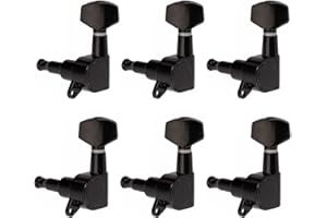 TREELF Guitar Locking tuner pegs 6 Pieces (3L + 3R Handed) Big Square Sealed tuning pegs tuners machine heads,for Acoustic or Electric Guitar 6 In Line String Key Hexagonal Handle Replacement Folk