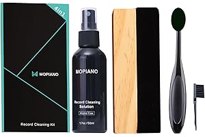 Mopiano Record Cleaning Kit|Complete 4-in-1 Vinyl Record Cleaner for Albums|Includes Soft Velvet Vinyl Record Brush,LP Cleani
