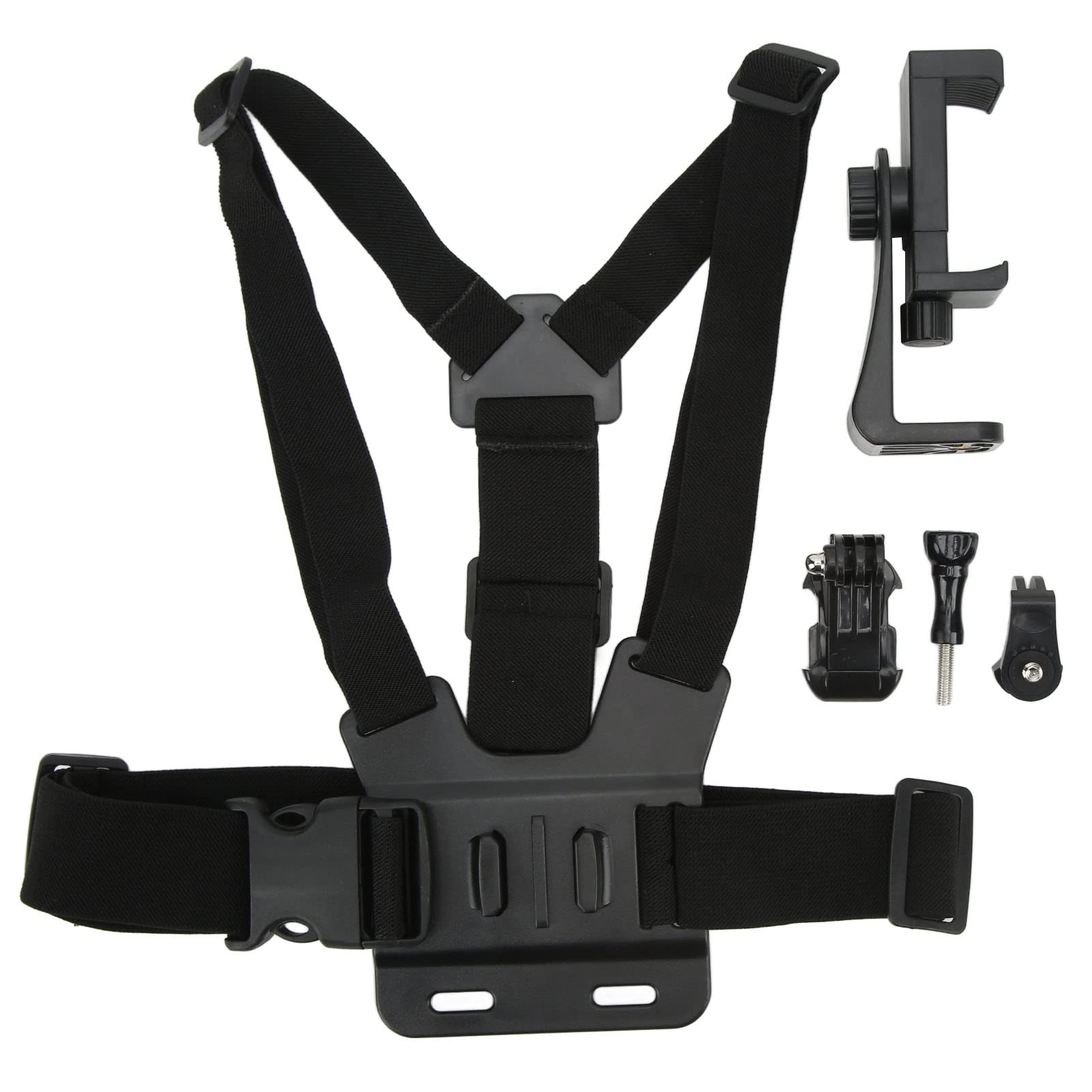 Harness Strap, Adjustable Chest Mount Harness Cellphone Chest Mobile Phone Strap Clip with Phone Holder for Live Streaming Outdoor Cycling Action Camera Chest Strap Holder