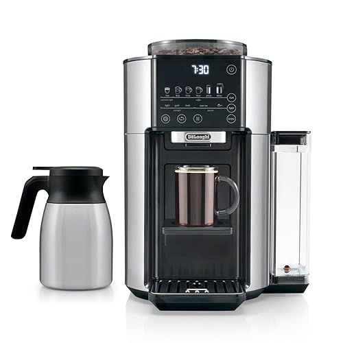 De'Longhi TrueBrew Drip Coffee Maker, Built in Grinder, Single Serve, 8 oz to 24 oz with 40 oz Carafe, Hot or Iced Coffee, Stainless,CAM51035M