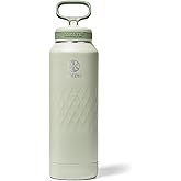 Takeya Sport 40 oz Triple-Insulated Stainless Steel Water Bottle, Straw Lid – Leakproof, Sweatproof, BPA-Free, Keeps Drinks Cold 36 Hrs, Hot 14 Hrs – Eucalyptus