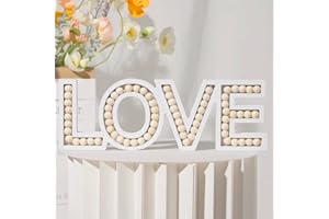 OMISHE LOVE Sign for Tabletop or Wall Hanging, Freestanding Rustic Beaded Letters for Farmhouse Home Table Decor, Gift for Wedding, Housewarming, Valentine, Thanksgiving