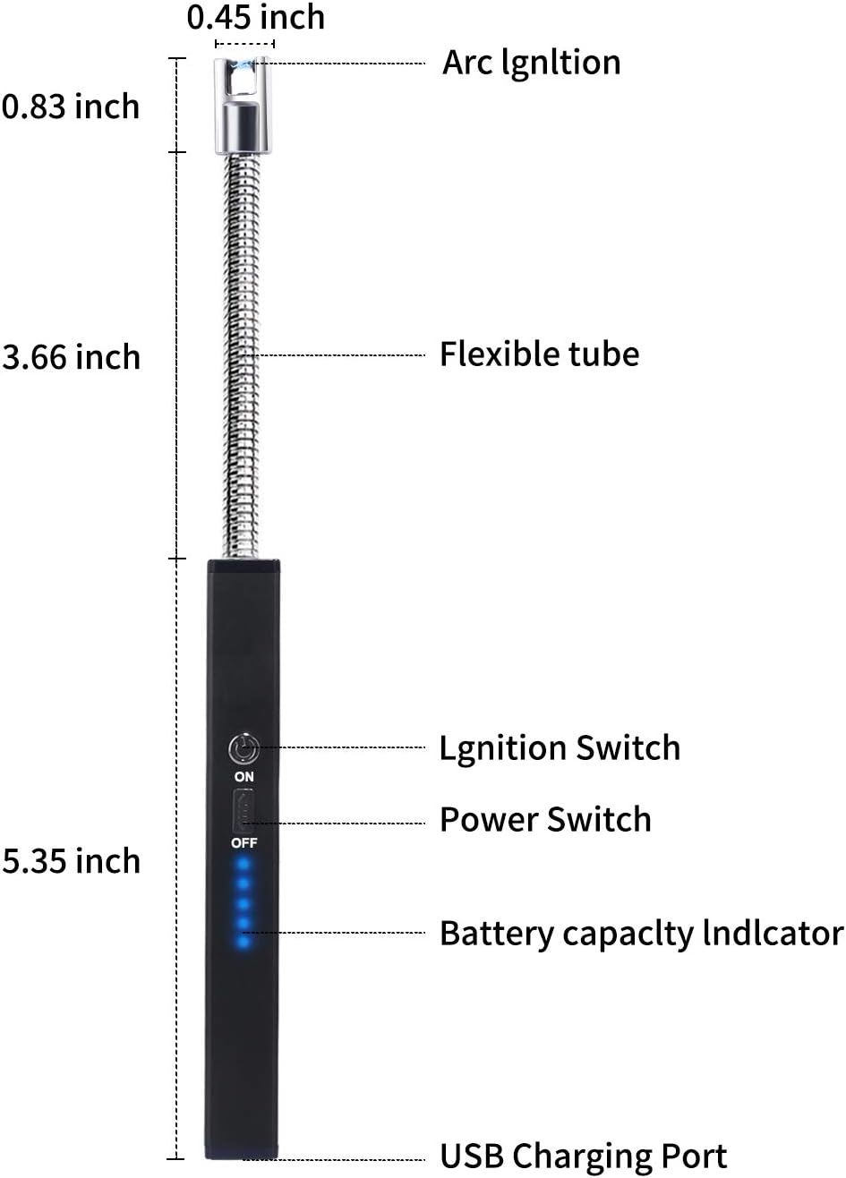 Candle Lighter, Electric Arc Lighter 360° Flexible Neck USB Rechargeable Lighter for Candles Camping Cooking BBQs Grill Fireworks (Black): Home & Kitchen