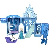 Mattel Disney Frozen Storytime Stackers Elsa Ice Castle Doll House | Posable Elsa Small Doll, Olaf Figure &amp; Stacking Playset with 4 Accessories, Inspired by Disney Frozen Movie