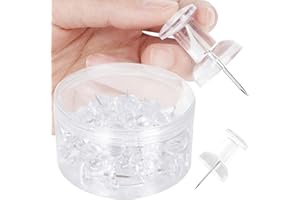 DANRONG 30 PCS Jumbo Push Pins for Bulletin Board, Large Thumb Tacks for Wall, 1.81 Inch, Giant Clear Thumbtacks, Pin Tacks for Cork Board Hanging Maps Photos Posters Calendar, Office School Supplies