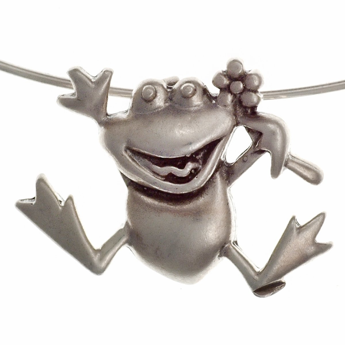 Frog with Flower Pendant Silver 925