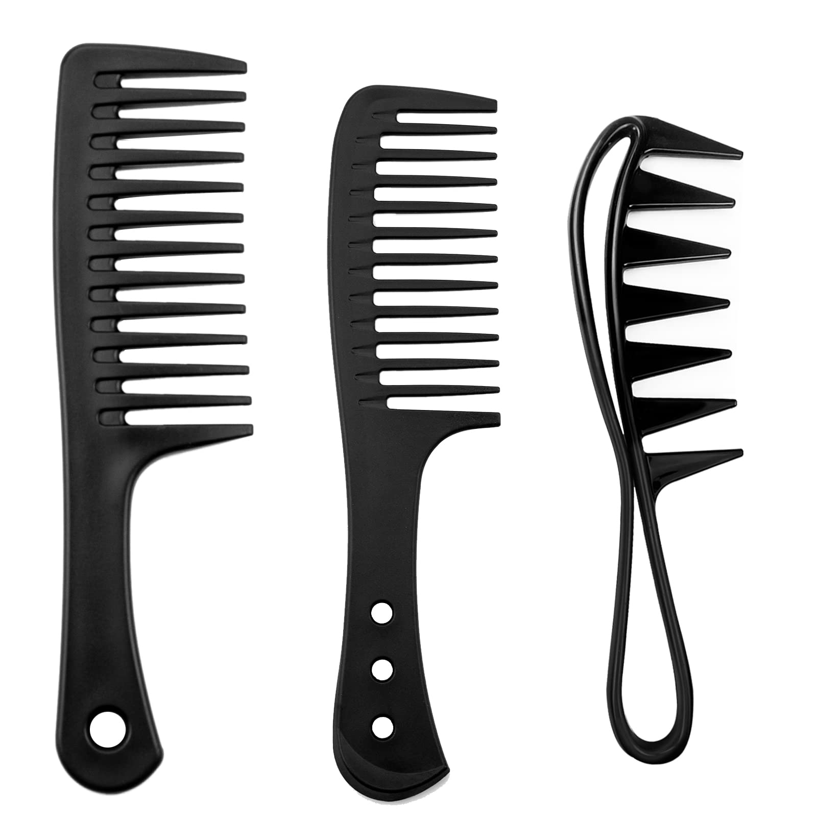 3Pcs Wide Tooth Comb for Curls - Large Salon Teeth Shark Combs - Anti-Static Styling Hair Tool for Women and Men