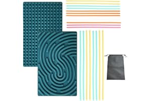 Dark Green Sensory Activity Double Side Silicone Fidget Pads Template Calming Relieve Toys for Hand-Eye Toy with Bag and 20 C