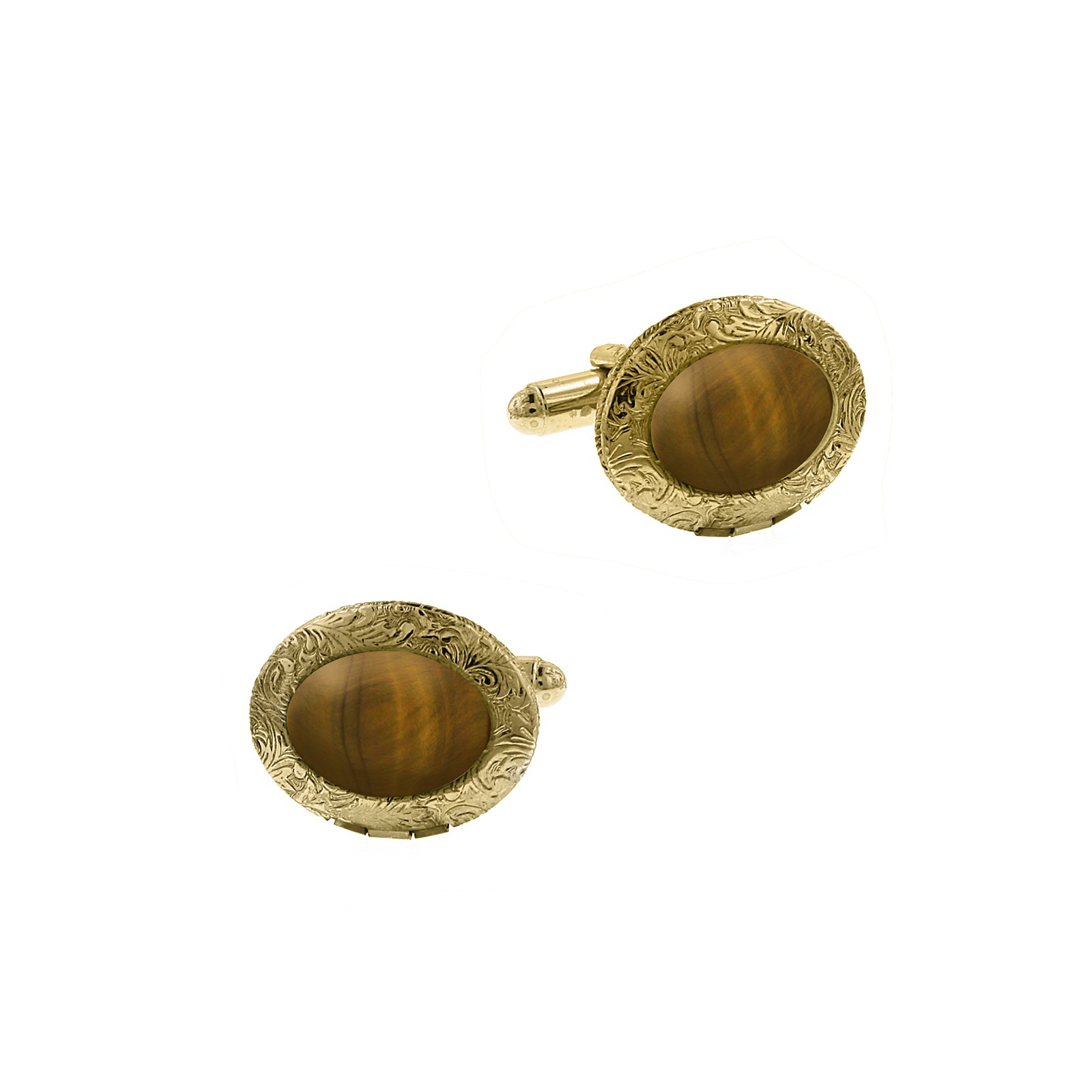 1928 Jewelry Gold-Tone Oval Locket Cuff Links