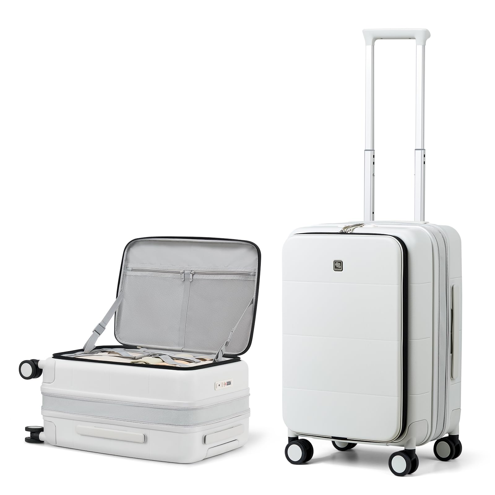 Photo 1 of **MINOR DAMAGE**
Hanke Hardside Expandable Carry On Luggage, 20 Inch Top Opening Trunk Luggages with Spinner Wheels, All-PC Hard Shell Carry-On Suitcase, Lightweight & TSA Airline Approved (Smoke White, 46L)