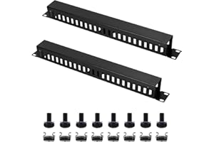 2 Pack 19 Inch 1U Server Rack Cable Management -24 Slot Horizontal Rack Mount Cable Manager with Rack Screws - Cable Raceway 