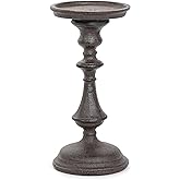 Sungmor Rustic Cast Iron Pillar Candle Holder, 7.8" Tall Vintage Candlestick Holders, Table Centerpiece Metal Candle Holder, Farmhouse Candle Stand for Fireplace Shelf Home Decor