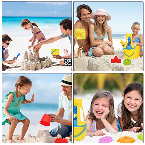 image for Young Choi's Kids Beach Sand Toy Mold Set with Reusable Backpack, Gree