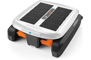 Vidapool Solar Powered Automatic Robotic Pool Skimmer Cleaner,Solar Pool Surface Cleaner Dual Mode with Navigation Sensor Daytime ＆ Overnight Continuous Cleaning Ideal for All Swimming Pool-White