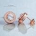 Stud Earrings 18K Rose Gold Plated Cubic Zirconia CZ Halo Ear Stud Hypoallergenic for Women with Sensitive Ears Jewelry Gift
