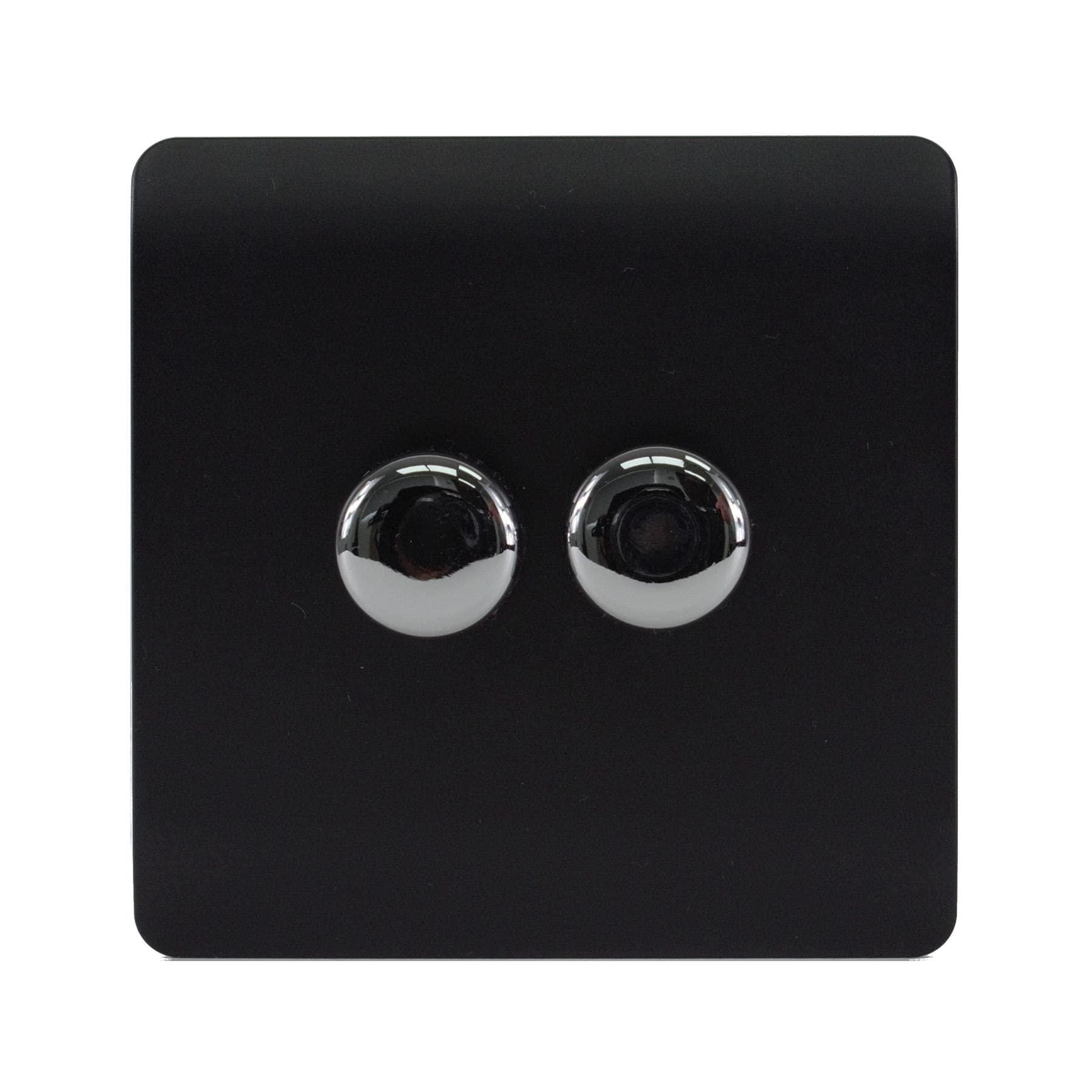 Trendi Matt Black Range of Switches & Sockets (2 Gang LED Dimmer)
