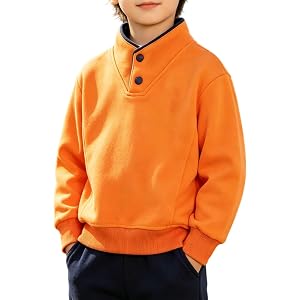 Boys V-Neck Polo Shirts Long Sleeve Button up School Uniform Kids Teen Preppy Pullover Casual Soft Athletic Sweatshirt