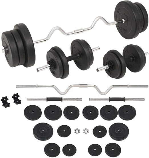ghuanton Juego de Pesas 60 kg Barra y mancuernasDeportes Fitness y ...