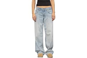 Baggy Wide Leg Jeans for Women Y2K Low Rise Straight Leg Boyfriend Denim Pants Teen Girls Vintage Casual Loose Jeans