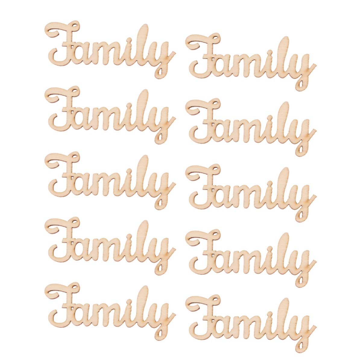 10pcs Letters Wood Slices Family Wood Words Tag Signs for Crafts, Home, Wedding, Christmas, Birthday Decorations
