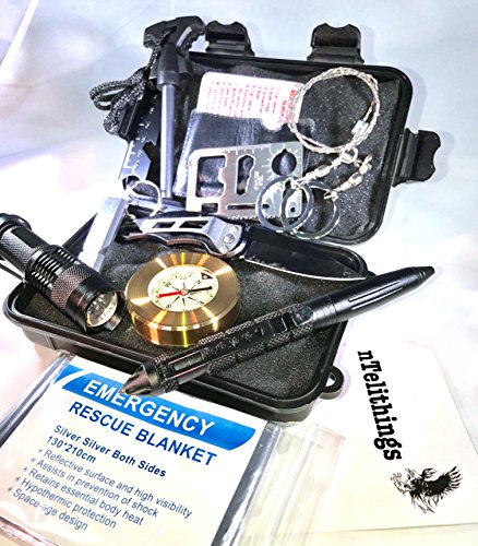 SURVIVAL KITS - OUTDOOR EMERGENCY TACTICAL SOS GEAR 11 ITEMS IN 1 TOOLS SET FOR PREPAREDNESS EDC GO BAGS - PORTABLE FOR HOME DORM BACKPACK GLOVEBOX TRAVEL CAMPING - TINY RUGGED PLASTIC BUG OUT DRY BOX