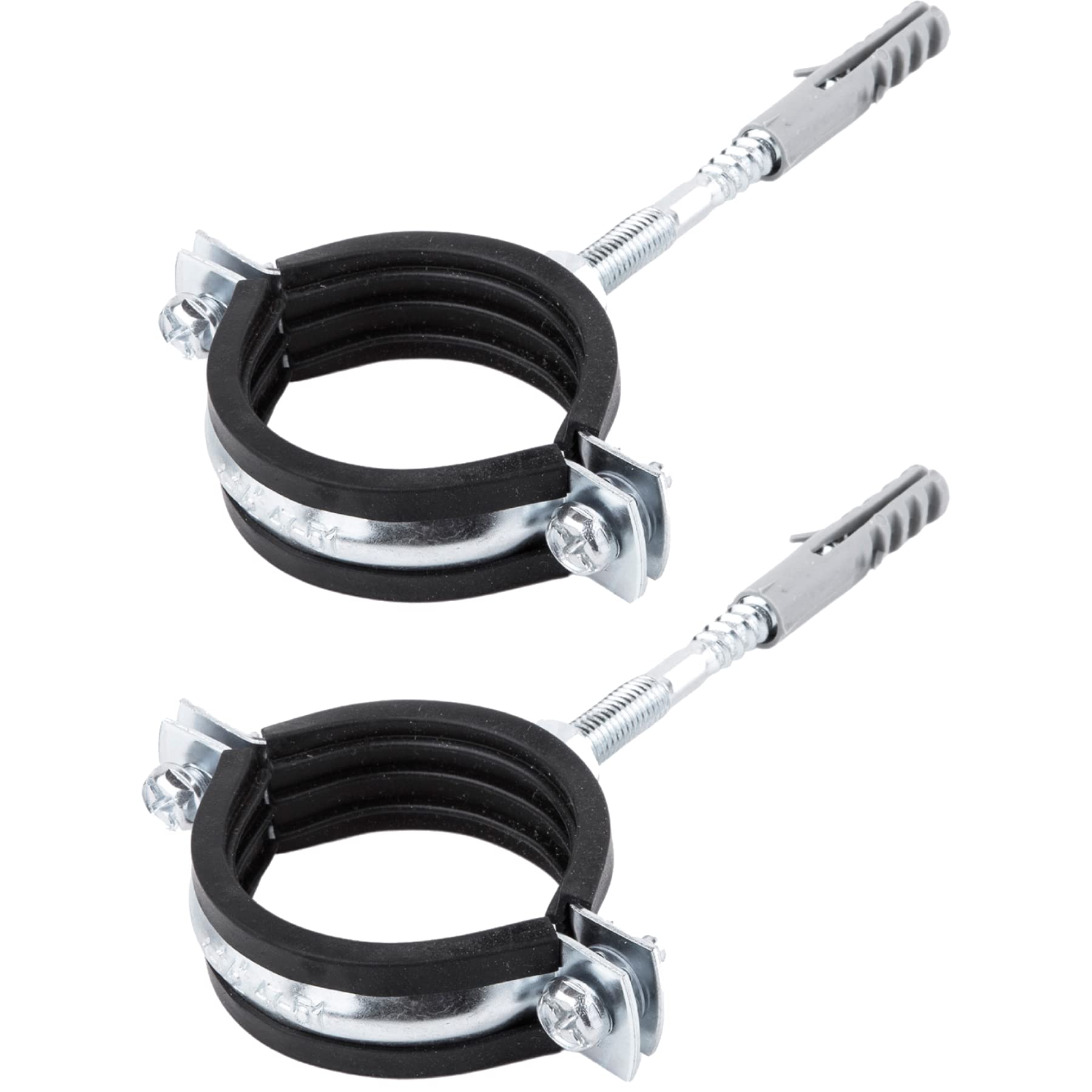SKIR'CO (Pack of 2 pcs) Pipe Brackets with Black Rubber Lining for Ø 47-51 mm Pipes, for Wall and Ceiling Mounting (2 pcs)