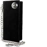Biker Rock Star Concho Mens Card Money Leahter Wallet W/ Chain