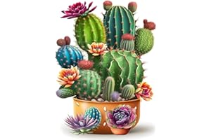 JFYHAB Cactus 5D Diamond Painting Kits for Adult, Cactus Flowers Full Drill Round Diamond Cross Stitch Colorful Painting by Number Rhinestone Embroidery Arts Craft Diamond Art 12x16inch