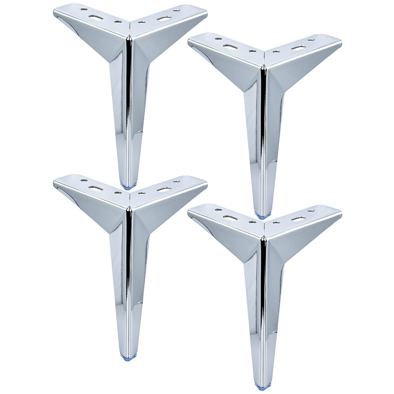 TCHOSUZ 6 Inch / 15cm Metal Furniture Legs, Set of 4 Heavy Duty Modern Diamond Triangle Table Desk Chair Sofa Legs Couch Feet With Screws For DIY Cabinet Cupboard TV Bench Stand 4 Pieces Chrome