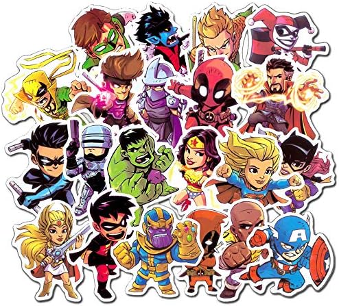 50pcs Laptop Stickers for Kids,Superheros Stickers for Water Bottles,Vinyl Stickers for Laptop Skateboard Luggage Decal Graffiti Patches Stickers in Bulk (A - 50Pcs)