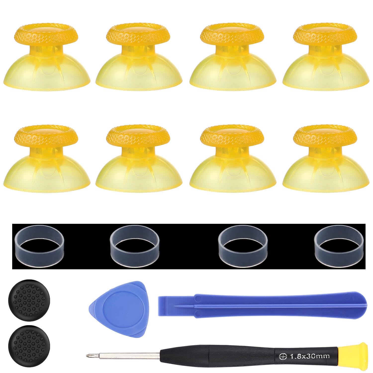 Ikpek 8 Pack Clear Yellow Replacement Thumbsticks for DualSense PS5 Controller, Custom Analog Thumb Stick Joystick Grip Replacement for PlayStation 5 Controller