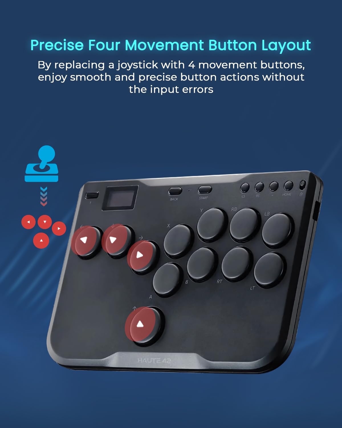 JZW-Shop Haute42 Arcade Stick P12, All-Button Arcade Controller for Switch, PC, PS4, PS3, Steam Deck, Arcade Fight Stick with Turbo & Custom RGB, Supports Hot-Swap & SOCD (P12)