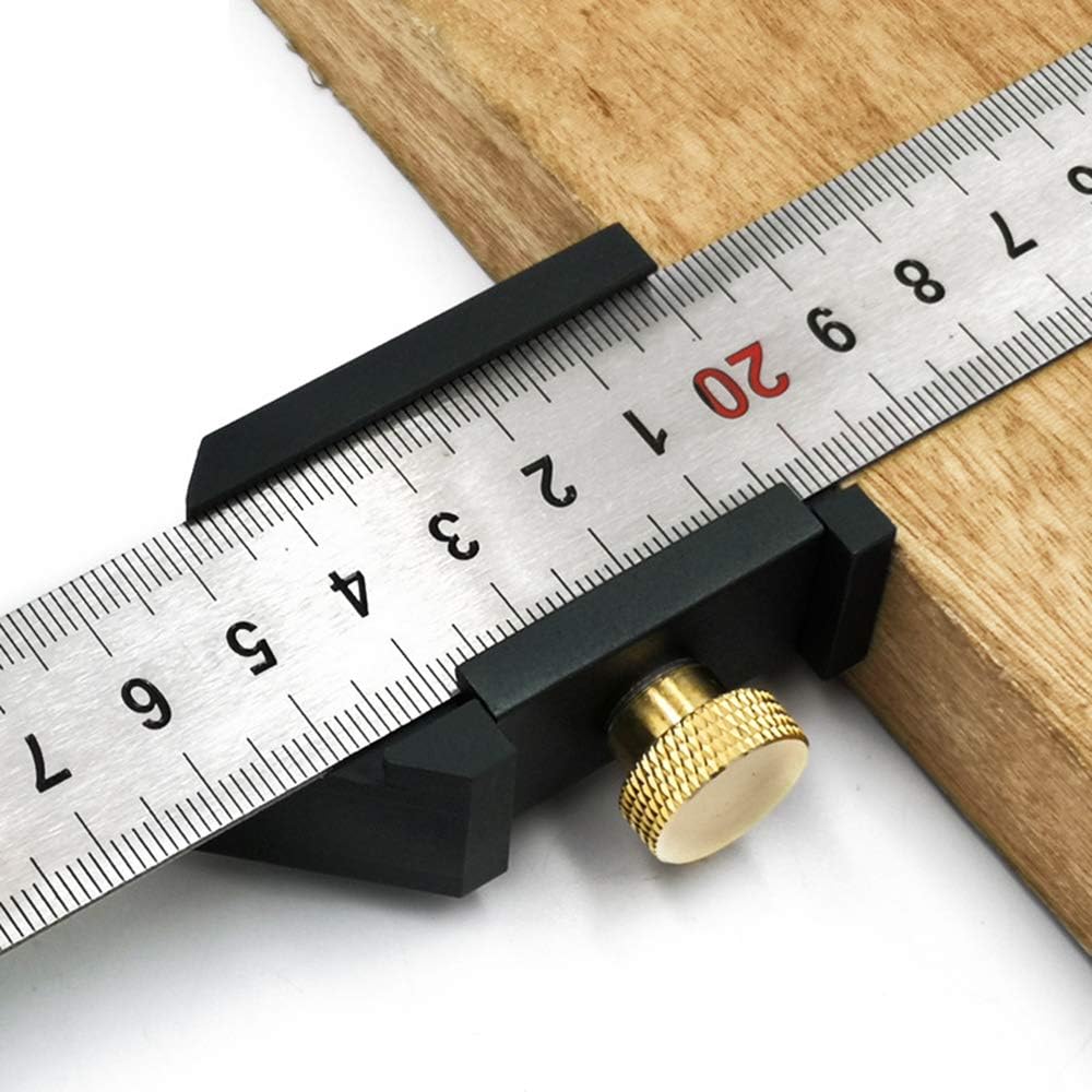 Measuring Block Ruler O-Kinee Steel Ruler Positioning Block Stop Block Woodworking Line ...