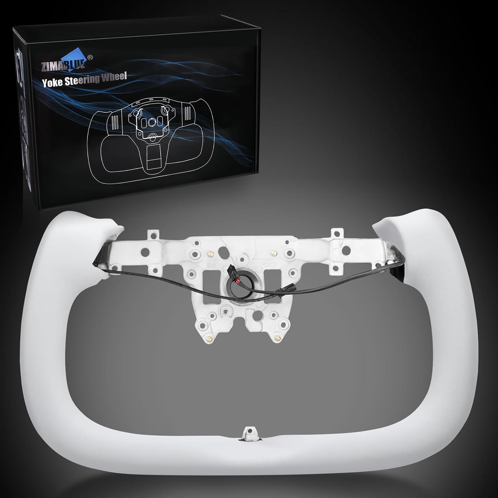 Photo 1 of ZIMABLUE Yoke Steering Wheel For Tesla Model 3 Highland Accessories 2024 2025, White Nappa Leather Without Front Trim for Tesla Model 3 Highland 2024-2025 With Heating Function