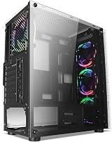CiT Raider PC Gaming Case ATX Mid-Tower White 6 Halo Spectrum RGB Fans Tempered view 5